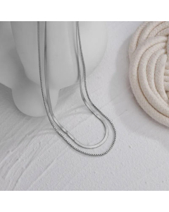 Retro Necklace Accessories Double Layer Plain Ring Snake Bone Chain Female