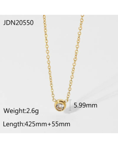 Wholesale Jewelry 18K Fashion Simple Mini Zircon Round Stainless Steel Necklace