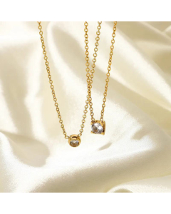 Wholesale Jewelry 18K Fashion Simple Mini Zircon Round Stainless Steel Necklace