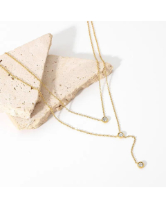 Simple Stainless Steel Y-Shaped Necklace Double Layer Necklace Wholesale