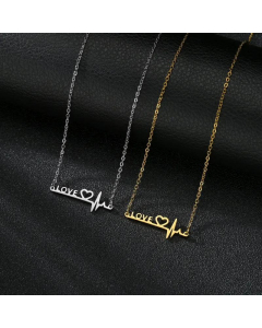Letters LOVE Clavicle Chain Love Heartbeat Titanium Steel Fine Necklace