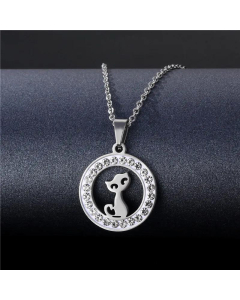 Female Rhinestone Clavicle Chain Full Polished Titanium Steel Clay Round Diamond Fox Necklace 