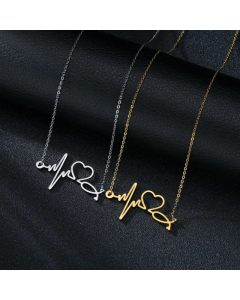 Women's Necklace Heart-Shaped Pendant Wholesale Heartbeating Titanium Steel 