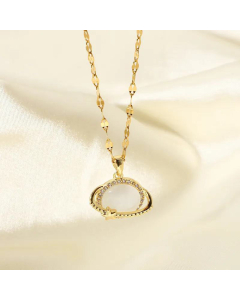 Planet Earth Cat's Eye Opal Pendant Lip Chain Necklace Wholesale 