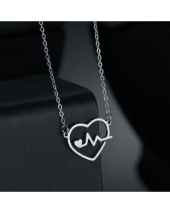 Popular ECG Necklace Heart Pendants Heartbeat Stainless Steel Necklace