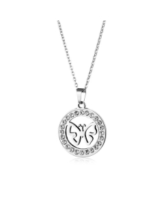 Fine Jewelry Stainless Steel Rhinestone Hollow Butterfly Pendant Necklace 