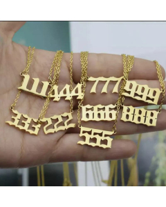 Retro Number Pendent Necklace Single-Layer Stainless Steel Necklace Wholesale 