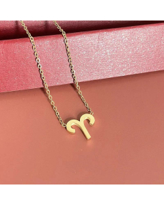 Fashion Geometric Necklace Twelve Constellation Stainless Steel Necklace-Gold Color-01