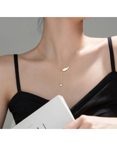 Minimalist Design Niche Pendant Clavicle Chain Titanium Steel 18K Gold Angel Wings Necklace 