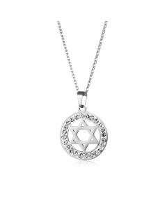 Hip Hop Hollow Hexagram Necklace Trendy Clay Diamond Necklace Pendant Short Clavicle Chain