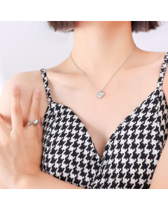 Trendy 18K Real Gold Plating Titanium Steel Sweater Chain Heart Love Necklace 