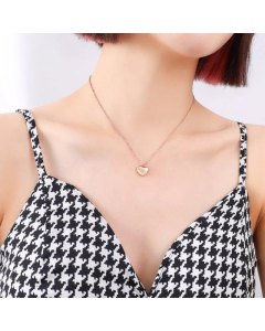 Trendy 18K Real Gold Plating Titanium Steel Sweater Chain Heart Love Necklace 