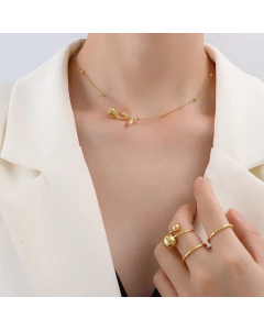 Choker Jewelry Temperament Flower Titanium Steel Necklace Rose Clavicle Chain 
