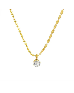 18K Gold Plated Titanium Steel Small Design Sense Round Bead Necklace Zircon Clavicle Chain 