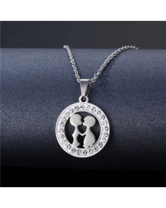 Valentine's Day Jewelry Gift Fashion Couple Kiss Necklace Mud Diamond Round Clavicle Chain 