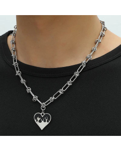 Heart-Shaped Flame Clavicle Chain Love Necklace Jewelry Niche Design Titanium Steel 