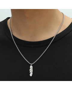 Personalized Stainless Steel Leaf Pendant Jewelry Fashion Simple Feather Necklace 