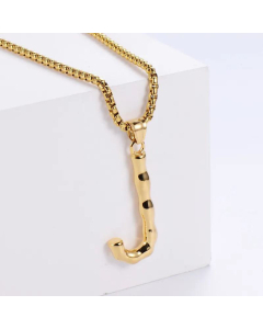 Hip-Hop Style Polished Plating 18K Gold Stainless Steel Alphabet Pendant Box Chain Necklace