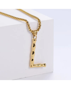 Hip-Hop Style Polished Plating 18K Gold Stainless Steel Alphabet Pendant Box Chain Necklace