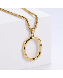 Hip-Hop Style Polished Plating 18K Gold Stainless Steel Alphabet Pendant Box Chain Necklace