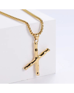 Hip-Hop Style Polished Plating 18K Gold Stainless Steel Alphabet Pendant Box Chain Necklace