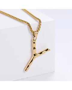 Hip-Hop Style Polished Plating 18K Gold Stainless Steel Alphabet Pendant Box Chain Necklace