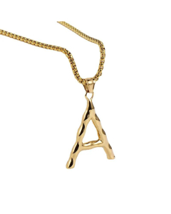 Hip-Hop Style Polished Plating 18K Gold Stainless Steel Alphabet Pendant Box Chain Necklace 