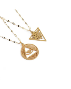 Devil's Eye Geometric Pendant Necklace Stainless Steel Wholesale Jewelry