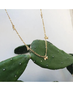 18K Gold Plated Necklace Wholesale Flower Butterfly Pendants Titanium Steel 