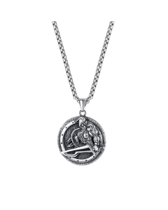 Fine Jewelry Retro Viking Warrior Pendant Stainless Steel Necklace 