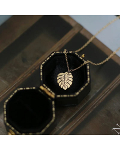 Wholesale Vintage Tropical Rainforest Palm Leaf Titanium Steel Necklace 