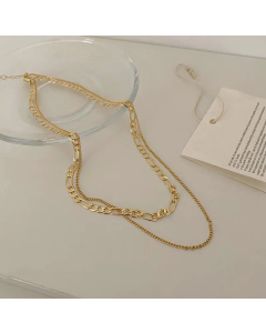 Retro Solid Color Hollow Chain Titanium Steel Multi-Layered Necklace Wholesale