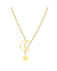 Wholesale Fashion Necklace Star Moon Pendant Titanium Steel Necklace