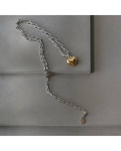 Wholesale Golden Three-Dimensional Solid Color Heart Titanium Steel Necklace 