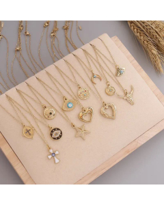 Bull Head Moon Eyes Pendant Stainless Steel Cross Heart Necklace Wholesale