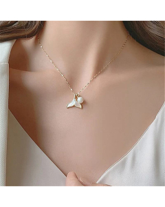 Stainless Steel Shell Mermaid Pearl Pendant Fishtail Necklace Wholesale