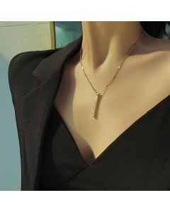Stainless Steel White Shell Rectangular Pendant Lip Chain Necklace Wholesale
