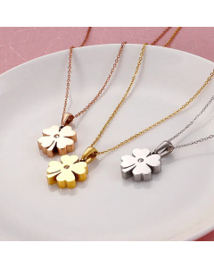 Simple Four-Leaf Clover Pendant Stainless Steel Necklace Wholesale_colorza_2