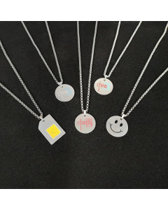 Wholesale Jewelry Smiling Face Star Moon Round Pendant Titanium Steel Necklace
