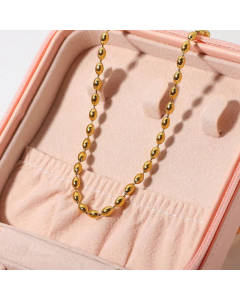 Wholesale Non-Fading Hollow Oval Bean Bean Chain Stainless Steel Necklace 