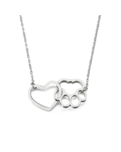 Fashion Feet Cat Claw Clavicle Chain Peach Heart Pendant Necklace Wholesale -Steel Color-01