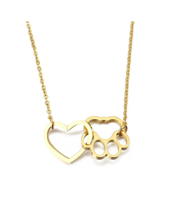 Fashion Feet Cat Claw Clavicle Chain Peach Heart Pendant Necklace Wholesale -Gold Color-01