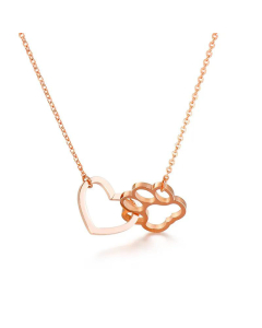 Fashion Feet Cat Claw Clavicle Chain Peach Heart Pendant Necklace Wholesale -Rose Gold Color-01