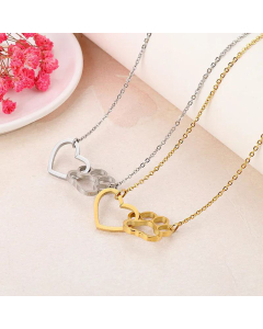 Fashion Feet Cat Claw Clavicle Chain Peach Heart Pendant Necklace Wholesale 