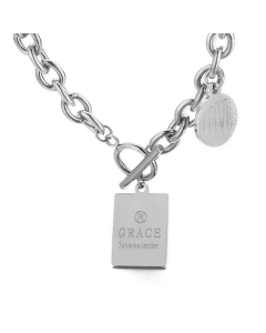 OT Buckle Thick Chain Letters Square Brand Stainless Steel Necklace Wholesale