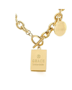 OT Buckle Thick Chain Letters Square Brand Stainless Steel Necklace Wholesale