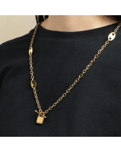 Jewelry Fine Quality Lock Pendant Stainless Steel Necklace Wholesale