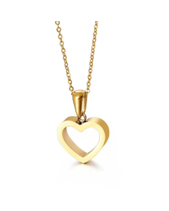 Wholesale Simple Hollow Heart-Shaped Stainless Steel Necklace 