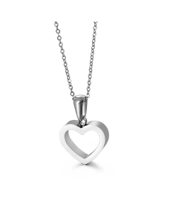 Wholesale Simple Hollow Heart-Shaped Stainless Steel Necklace 