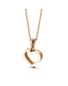 Wholesale Simple Hollow Heart-Shaped Stainless Steel Necklace 